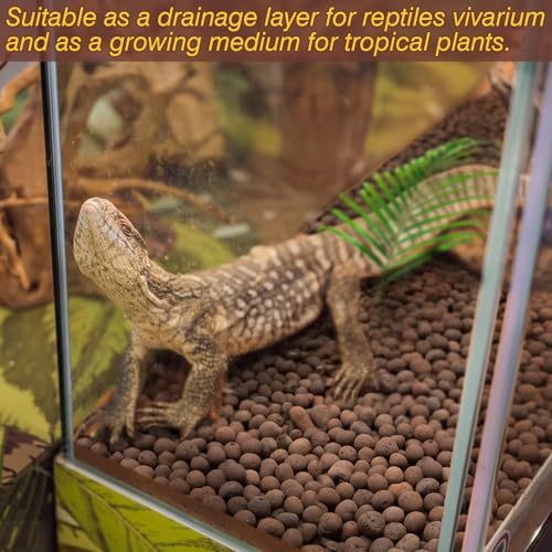 Reptile Substrate Clay Balls for Terrarium, 4 LBS | Organic Expanded Clay Pebbles, Moisturizing & Drainage False Bottom Substrate for Reptiles & Amphibians, Bioactive Substrate - color: 4LBS
