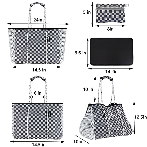 Hibala Neoprene Multipurpose Beach Bag,Gym/Travel/Pool Bag,Tote For Women&Men - color: Lvvplaid