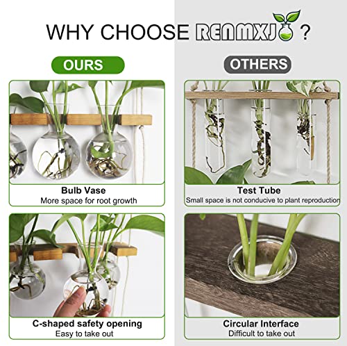 Plant Propagation Station Wall Hanging with 2 Tiered Wooden Stand | Plant Terrarium for Hydroponics Plants, Unique Gardening Gifts for Women Mom Plants Lovers - 6 Bulb Glass Vases - size: 2 Tiers - 6 Vases
