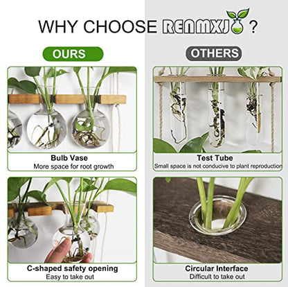 Plant Propagation Station Wall Hanging with 2 Tiered Wooden Stand | Plant Terrarium for Hydroponics Plants, Unique Gardening Gifts for Women Mom Plants Lovers - 6 Bulb Glass Vases - size: 2 Tiers - 6 Vases