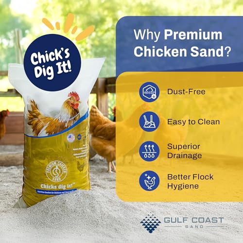 Premium Chicken Sand 50 lbs – Dust-Free, Odor-Control Bedding for Chicken Coops, Nesting Boxes, and Runs – Natural Poultry Litter - size: 1 Pack