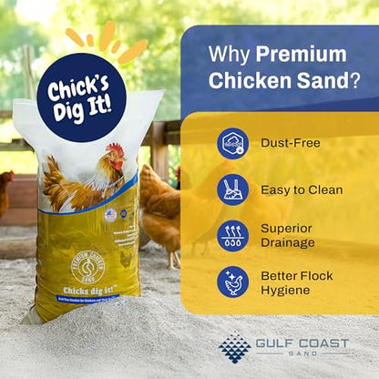 Premium Chicken Sand 50 lbs (2-Pack) – Dust-Free, Odor-Control Bedding for Chicken Coops, Nesting Boxes, and Runs – Natural Poultry Litter, 100 lbs Total - size: 2 Pack