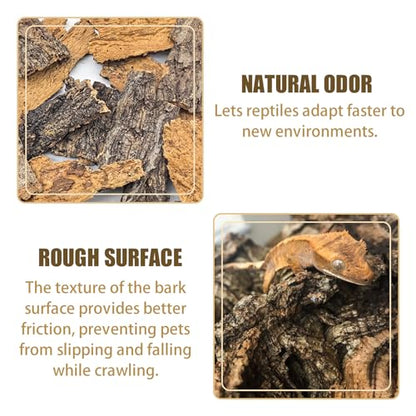 VCEPJH Reptile Bark Bedding,1 LB Natural Cork Bark for Reptiles Flat Cork Wood Terrarium Substrate Tank Supplies for Snake Spiders Bearded Dragons Hermit Crabs Geckos