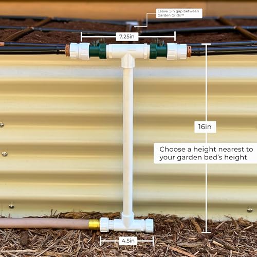 Garden Grid Manifold - 16" Tall, Double Style | Link All of Your Garden Grids So They Water Together | Ideal for Side-By-Side Garden Grid Connections - size: 16", style: Double