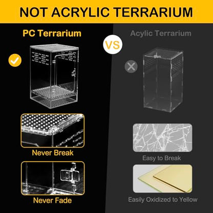 Reptile Tank,8" x 8" x 12" Crested Gecko Terrarium Tall Starter Kit | PC Vertical Transparent Enclosure,Arboreal Tarantula Ventilation Habitat for Tree Frog Dart Cribs,Gecko,Small Reptile Cage - size: 8*8*12inch