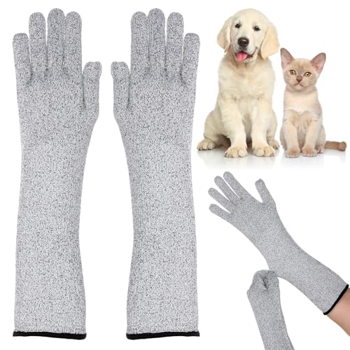 Pet Handling Gloves Cut Resistant Garden Sleeves 15.5” Extra-Long Cat Grooming Arm Sleeve Anti-Scratch Bite Resistant Protective Sleeves Arm Guards for Men Women Gardening Cutting Pet Grooming (1pair)