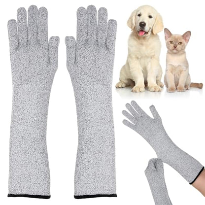Pet Handling Gloves Cut Resistant Garden Sleeves 15.5” Extra-Long Cat Grooming Arm Sleeve Anti-Scratch Bite Resistant Protective Sleeves Arm Guards for Men Women Gardening Cutting Pet Grooming (1pair)