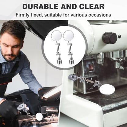 Kingdder 2pcs 2 Inch Inspection Mirrors Magnetic Base with Adjustable Arm | Round Swivel Angle Ball Joint, for Welding, Machine Maintenance, for Technicians, Auto Mechanics - size: 2 Inch