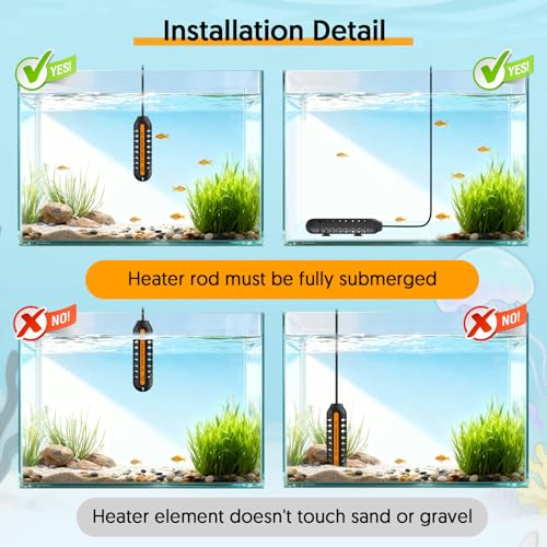 QZQ Aquarium Heater, 100W Adjustable Fish Tank Heater with Digital Display | External Temperature Controller, Submersible Turtle Tank Heater - size: 100W