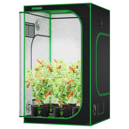 VIVOSUN S448 4x4 Grow Tent 48"x48"x80" Mylar Tent for Indoor Plants | Easy View Window,Heavy-Duty Zippers,100% Reflective Mylar Interior, Robust Steel Frame,Removable Floor Tray - size: 48"x48"x80"