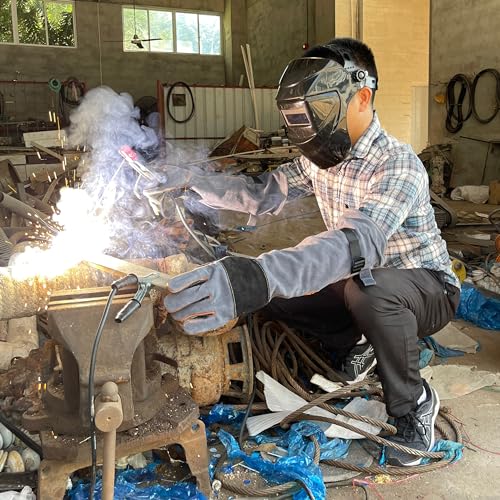 ANTAITHER Premium Leather Gloves - Safety for Animal Handling or Welding Tasks with Puncture, Scratch, and Heat Resistance