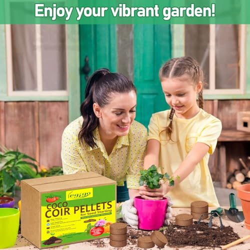 50 Pcs 50mm Coco Coir Pellets Seed Starter Soil Mix- Organic Coconut Coir Potting Soil Pods for Seedling, Coco Peat Soil Discs for Indoor & Outdoor Plants Bonsai Herbs Vegetables and Flowers - size: 50mm