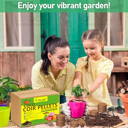 50 Pcs 50mm Coco Coir Pellets Seed Starter Soil Mix- Organic Coconut Coir Potting Soil Pods for Seedling, Coco Peat Soil Discs for Indoor & Outdoor Plants Bonsai Herbs Vegetables and Flowers - size: 50mm