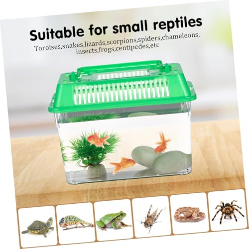 Abaodam 5pcs Portable Transparent Reptile Feeding Boxes Mixed Color Small Plastic Fish Tanks for Turtle Goldfish Breeding and Transport Home Habitat