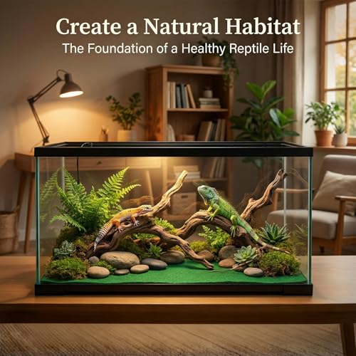 MAQIHAN Reptile Carpet for 40 Gallon - 39 x 20 Inch Reptile Mat, Green | Bearded Dragon Mat, Cut-to-Fit Terrarium Liner for Leopard Geckos, Snakes, Lizards and Tortoise Habitats