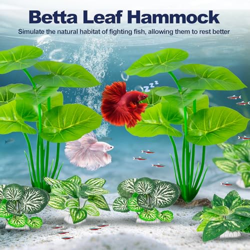 12 Pack Silk Aquarium Plants Betta Fish Tanks Decor，Betta Hammock 6-inch Fish Tank Plants Aquarium Decor，Suitable Artificial Fish Tank for Betta,Goldfish & Reptile Tanks Ornament Accessories