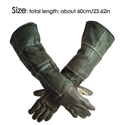 Animal Handling Long Gloves 23.6IN/60cm Waterproof,Cowhide Anti-Scratch/Bite Bird Handling Falcon Gloves Grabbing, Pet Cat Bathing Dog Bird
