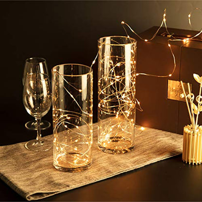 WGVI Quality Thick Weighted Clear Cylinder Glass Vases, 3" W x 10" H, Flower Bud Vase Skinny Narrow Floral Bouquet Container for Wedding Centerpieces Tabletop Pen Brush Holder, 1 Piece - size: 3"x10"H