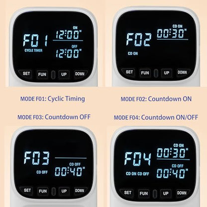 Digital Thermostat Socket, Only Fahrenheit Countdown | Temperature Controller VA Display Heating Cooling Mode Timer with Sensor for Reptile Greenhouse Fermentation Home, -40℉~210℉