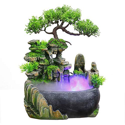 Indoor Relaxation Desktop Fountain Waterfall, Zen Meditation Indoor Waterfall Feature with Automatic Pump, Illuminated Waterfall for Home Office Bedroom Desk Décoration (Style 1) - style: Style 1