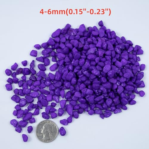 Colored Aquarium Gravel, Colorful Pea Gravel,Garden Rocks,Decorative Stones Rocks for Fish Tank,Aquarium,Fairy Garden Decor,Planters,Vase Fillers,Landscaping,1 Pound (Purple, 4-6mm) - color: Purple, size: 4-6mm
