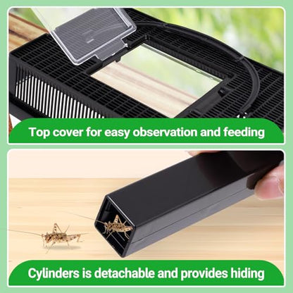 REPTI ZOO Reptile Cricket Keeper & Mixer Combo Kit, Reptile Cricket Calcium Powder Feeder, Feeding Dispenser Shaker for Bearded Dragon Gecko Lizards Chameleon Snake