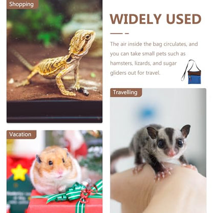 Breathable Hamster Travel Pouch Small Animal Carrier Bag with Shoulder Strap for Outdoor Use Bunny and Rat Dark Blue Reptile Carrier Random Random Color