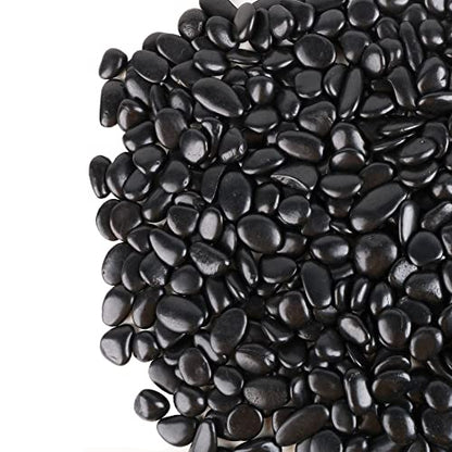 Black Pebbles for Plants 1.8lb Bulk Bag Aquarium Gravel 0.8"- 1.2" Decorative Polished Fish Tank Stone - size: 1.8LB, style: Black
