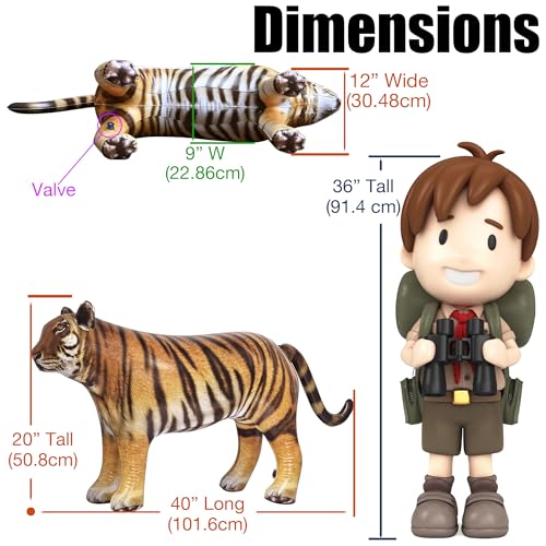 Jet Creations 40" Long Inflatable Tiger Toy, Orange-Yellow with Black Stripes, Realistic Jungle Animal Figure, Home Decor, Photo Prop, Thanksgiving Christmas Winter,Wildlife Safari Theme, 1 pc | Bold stripes, powerful stance and lifelike artwork capture t
