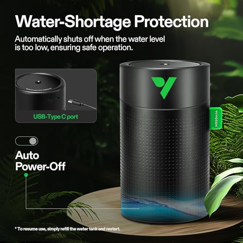 VIVOSUN AeroStream U075 750ml USB Mini Humidifier, VGrow Compatible | Humidifier for Plants, Small Grow Tent Use, Remote App Control, 2 Mist Modes, Auto Shut-Off - size: 750ML