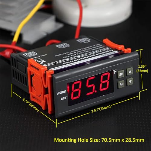 AC 110V Fahrenheit Digital Temperature Controller 10A | 1 Relay, with NTC 10K Sensor Probe