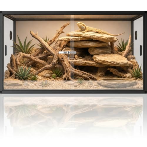 120 Gallon Reptile Tank, 48"x24"x24" Front Opening Reptile Terrarium, Black | Aluminum Frame Reptile Enclosure with Lock, Tempered Sliding Glass Doors, Screen Top, Bearded Dragon Tank for Ball Python - color: Black, size: 120 Gallon