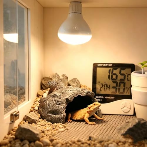 Resin Basking Platform Reptile Cave, Shale Scape Step Ledge Reptile Hideout, Hollow Tree Trunk Ornament for Zoo Aquarium Decor/Bearded Dragon Gecko Snakes Chameleon Frogs
