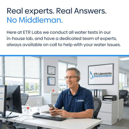 ETR Labs Basic Water Quality Test Kit - Tests 57 Substances in Well & Tap Drinking Water (Metals, Nitrates, Lead, Hard Water, pH Levels) - Home Sample Kit with Prepaid Mailer & Expert Lab Support