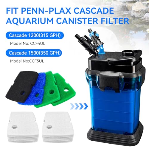 Canister Filter Media Compatible with Penn Plax Cascade 1200/1500 CCF4UL/CCF5UL Replacement Canisters Filters Bio Sponges for Aquariums Fish Tank Turtle Tank 16 Pack