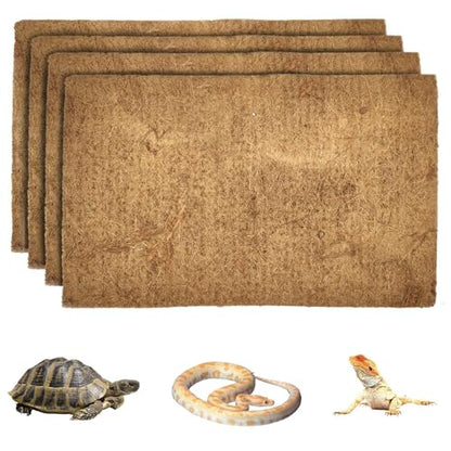 Hamiledyi Reptile Carpet Natural Coconut Fiber Tortoise Carpet Mat for Pet Terrarium Liner Reptile Supplies for Lizard Snake Chamelon Turtle Bedding Bunny Rabbit Mat (4 Pcs) - size: 4 Packs/19.7 x 11.8 Inch