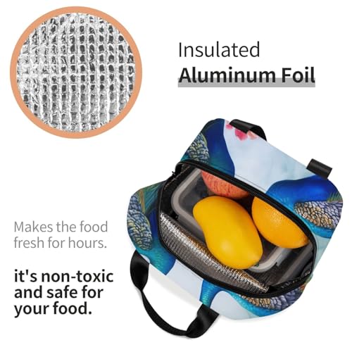 Insulated Lunch Bag Beautiful Peacocks and Lotuses Lunch Box for Women Men Reusable Leakproof Lunch Cooler Bag for Office Picnic - color: Beautiful Peacocks And Lotuses