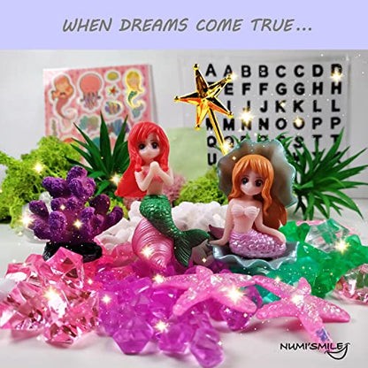 Make Your Own Light-Up Mermaid Terrarium Kit for Kids, Mermaid Gifts for Girls Ages 4 5 6 7 8 9 10 Years and up, DIY Mini Garden Nightlight Project, Arts and Crafts for Kids, Mermaid Toys for Girls - style: Mermaid