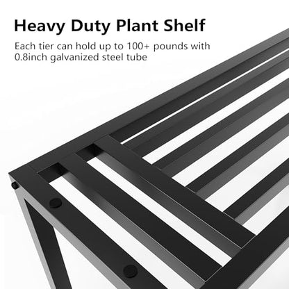 Metal Heavy Duty Plant Stand Indoor Outdoor,3 Tier Ladder Plant Stands Riser,Wrought Iron Plant Shelves for Multi Large Pots,Black Tiered Flower Display Holder for Living Room,Patio,1-Pack