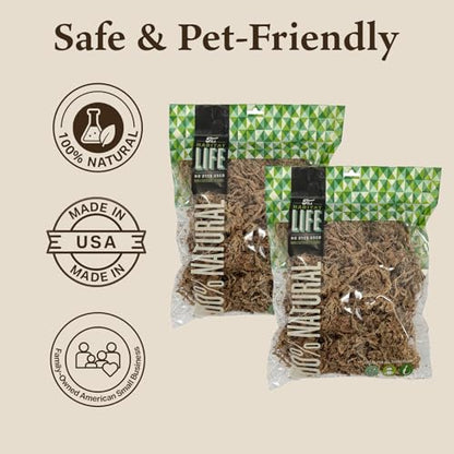 Sphagnum Moss for Terrarium Habitats, Medium 2-Pack | Preserved Moss for Reptiles, Amphibians & Invertebrates Terrariums, Humidity Control, Soft, Dye-Free, Family Owned, USA Made - size: Medium 2-pack, style: Sphagnum Moss
