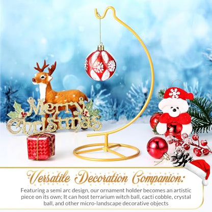 Ornament Display Stand Metal Hanger Christmas Home Office,Gold | Ornament Holder for Glass Ball Air Plant Terrarium, Round Base Stand, Wedding Centerpiece Display, 10.43 Inch Height - color: Gold