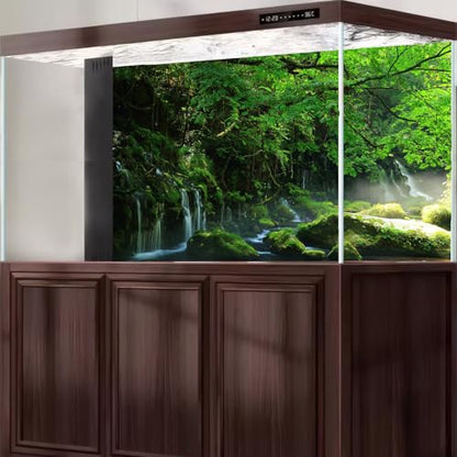 Mountain Waterfall Aquarium Background Tropical Jungle Rainforest Fish Tank Background Stunning Cascading Falls Mossy Rocks Terrarium Backgrounds Tranquil Stream Trees Reptile Tank Backgrounds 24x12in - color: Green, size: 24(W)x12(H)in