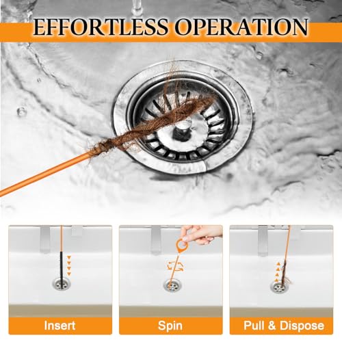 3pcs 50 Inch Drain Snake Hair Clog Remover Tool, Anti-Break Metal with Nylon Coating Sink Snake, for Bathroom Sink, Tub, Shower, Pipe Drain - style: 50 IN