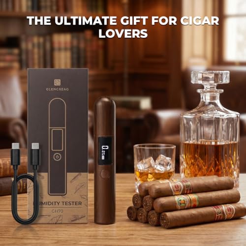 Single Probe Cigar Hygrometer, Rechargeable Digital LED | Rechargeable Single-Probe Hygrometer, LED Humidity Reading, Precision Sensing, Cigar Collectors