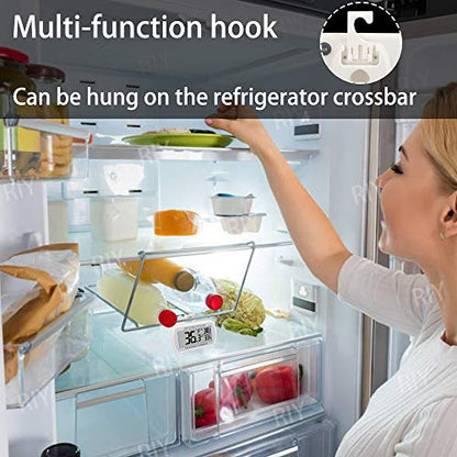 4 Pack Digital Refrigerator Thermometer Fridge Freezer Room Thermometer Waterproof Large LCD Display Max/Min Record Function, White