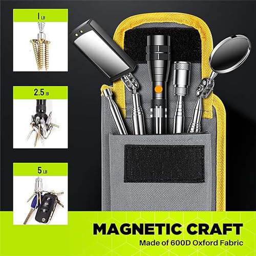 Telescoping Magnetic Pickup Tool Set, Inspection Mirror Telescoping, LED Flashlight, Cool Gadgets for Men, Stocking Stuffers, Gifts for Dad, Husband, Kids, Boyfriend, Magnet Stick (Yellow) - color: Yellow