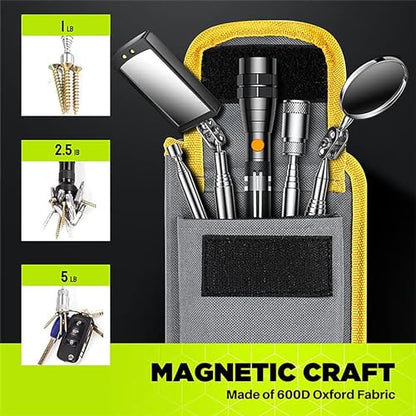 Telescoping Magnetic Pickup Tool Set, Inspection Mirror Telescoping, LED Flashlight, Cool Gadgets for Men, Stocking Stuffers, Gifts for Dad, Husband, Kids, Boyfriend, Magnet Stick (Yellow) - color: Yellow