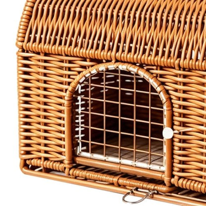 Reptile Carrier with Handle Sleeping House | All Season Washable Rattan Bird Carrier Travel Cage for Lizard Leopard Gecko Spider Tortoise Snake Bunny