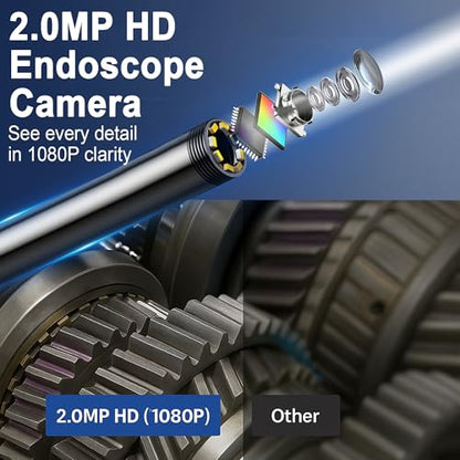 Endoscope Camera with Light, 1920P HD Borescope Inspection Camera with 4.3" IPS Screen, IP67 Waterproof with 8 LEDs & 16.5ft Semi-Rigid Snake Camera for Automotive Pipe Tools Gadgets for Men - size: 16.5FT