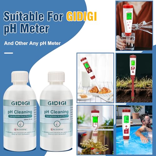 pH Cleaning Solution 250 ml x 2 and pH Electrodes Storage Solution | pH Meter Electrode Conductivity Probe Cleaner - color: White